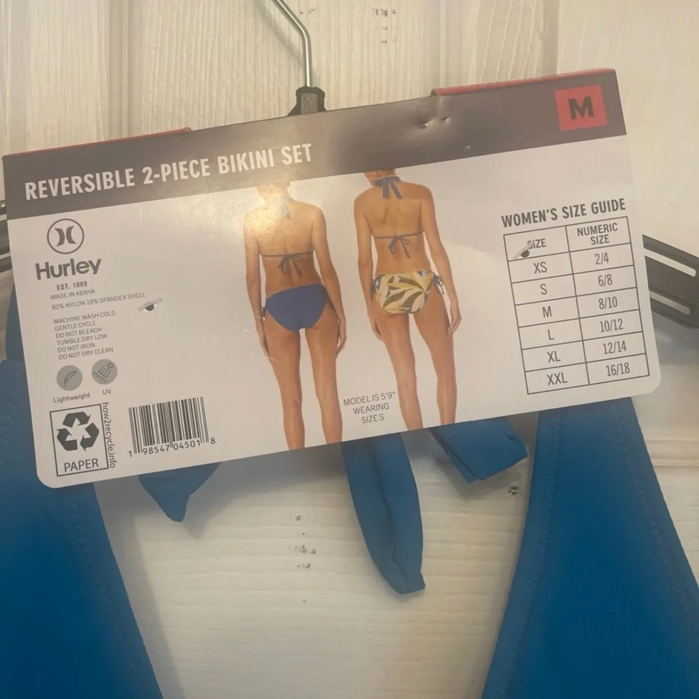 Hurley Blue and Yellow Reversible Bikini